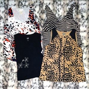(4) Sleeveless Animal Print Tops, all fit a size small